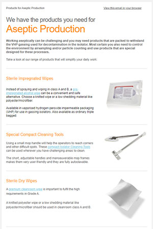 Products for Aseptic Production