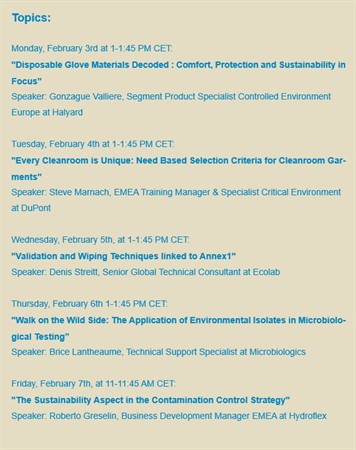 Register Now: Webinar Series on Contamination Control Strategies
